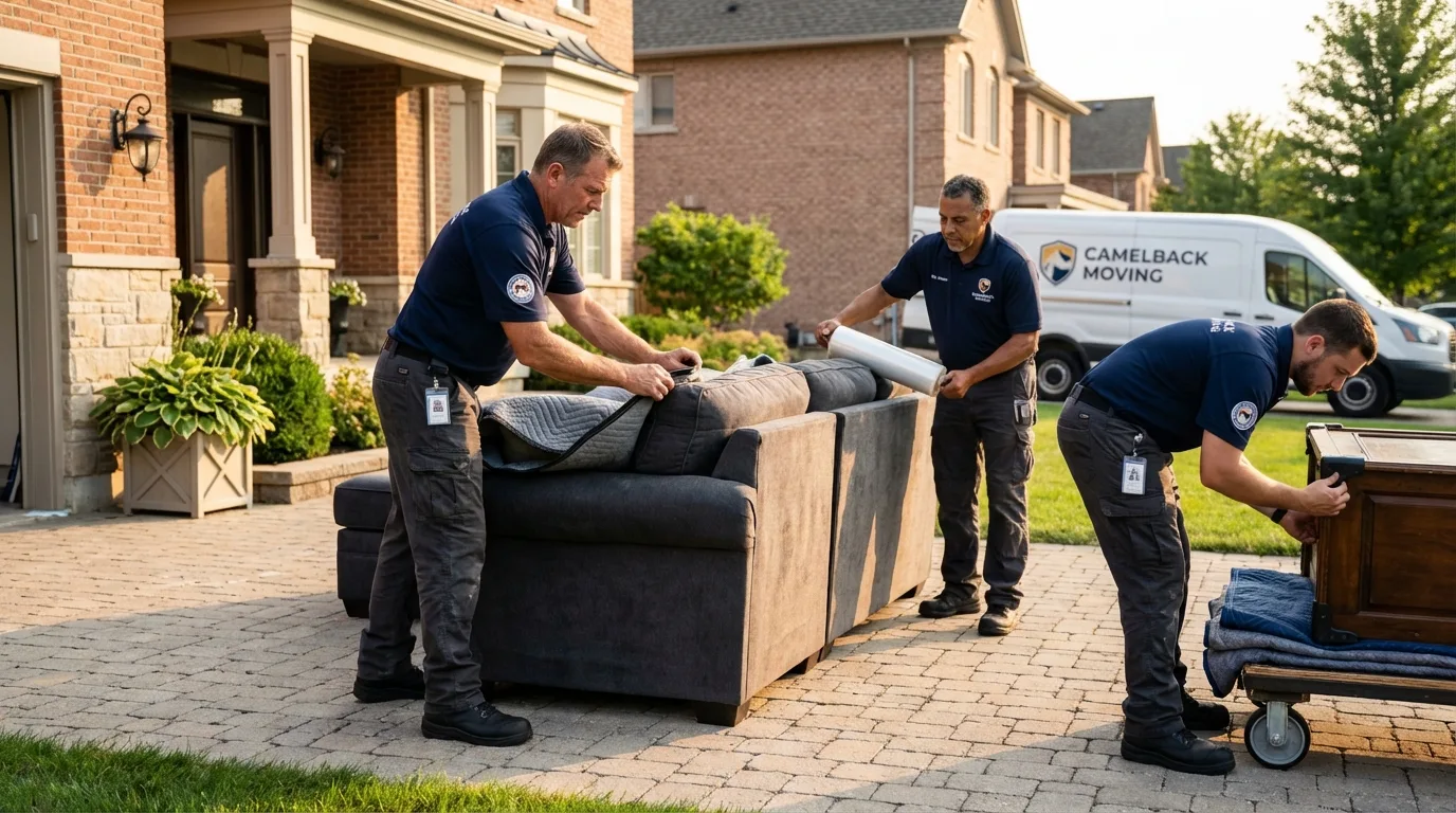 Large estate moving crew wrapping furniture in Maywood, IL